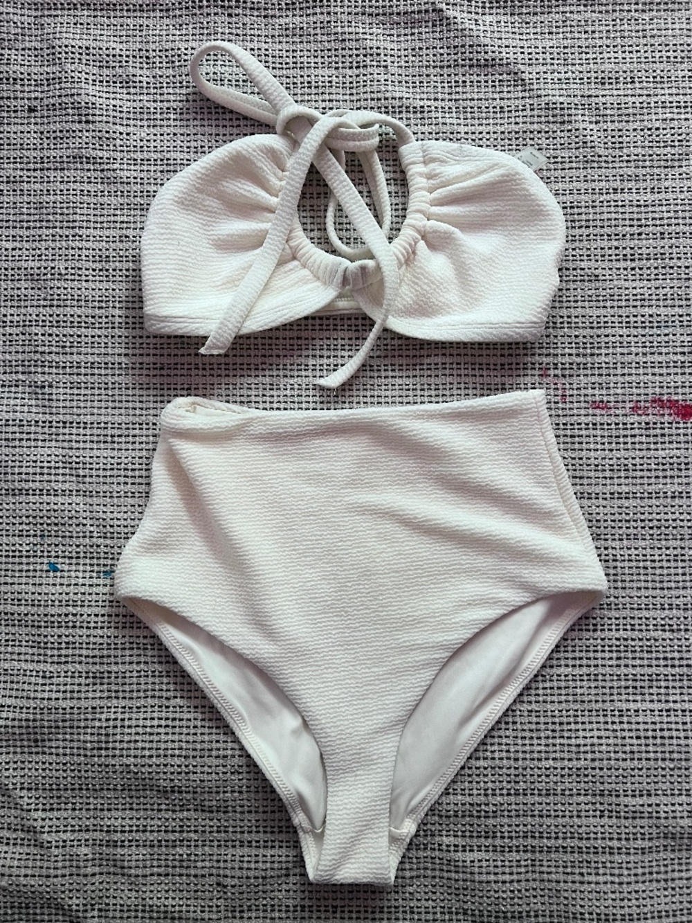 OAK + FORT Cream Textured Bikini Set | XS